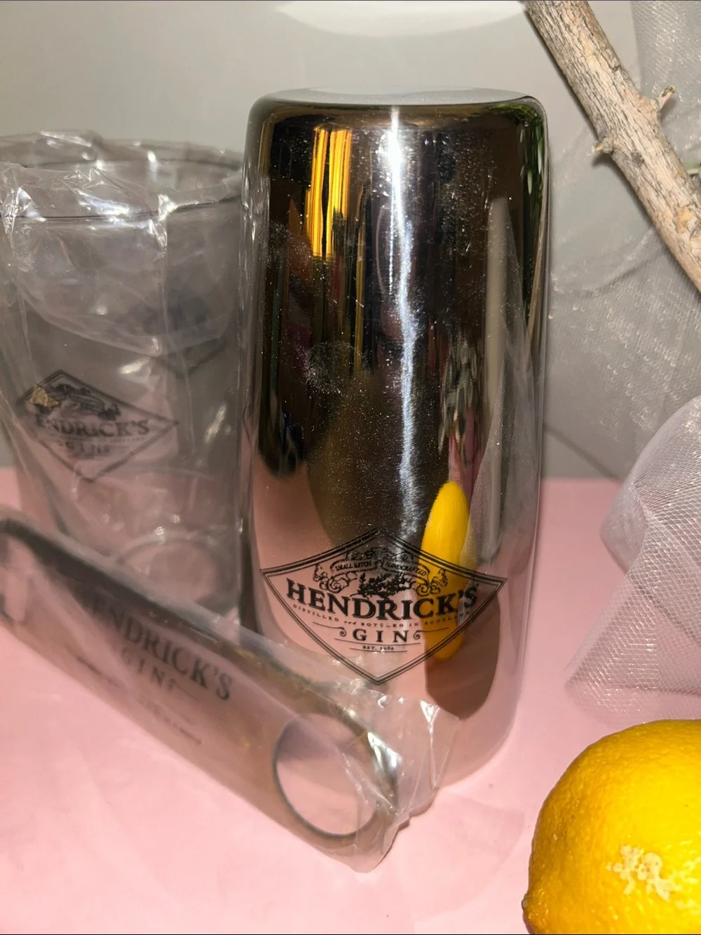 Stainless Steel Cocktail Shaker & Bottle Opener Glass Set - Silver
